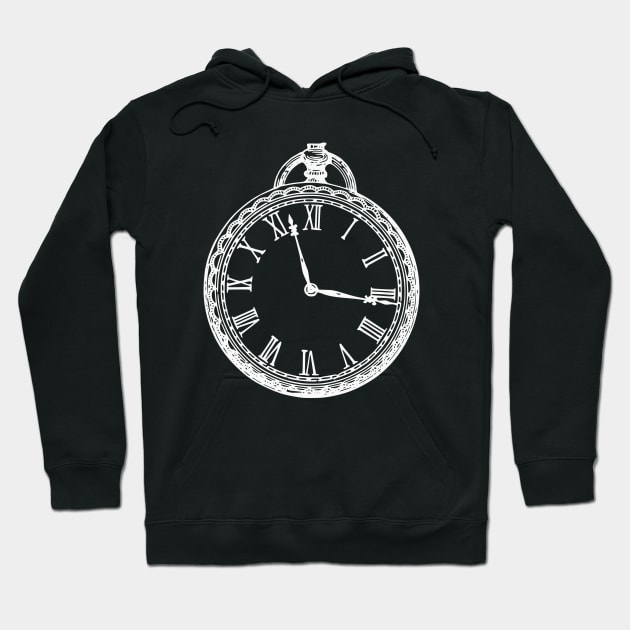 White Vintage Pocket Watch Hoodie by Vintage Boutique